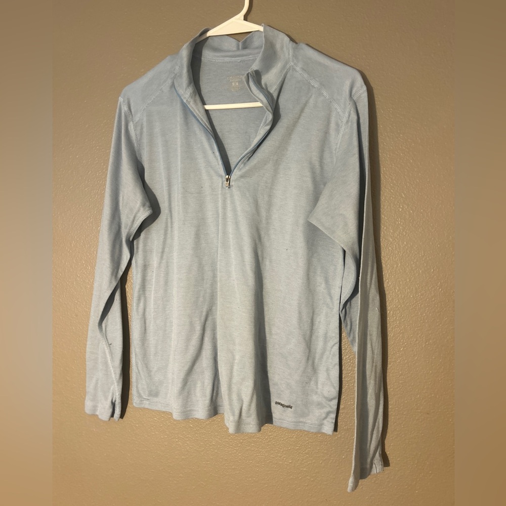 Patagonia Women's Capilene Midweight Zip-Neck Base Layer Large blue 1/4 Zip Top